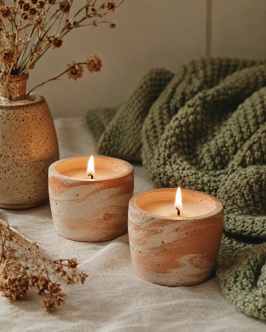Concrete candle vessels